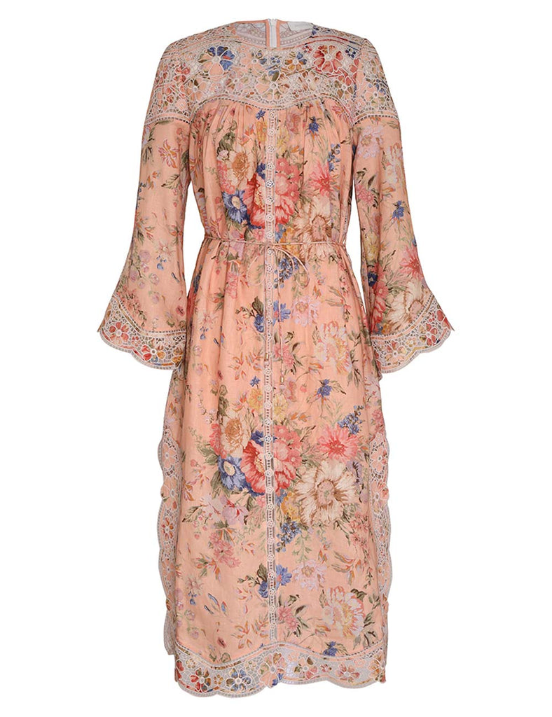 Zimmermann August Broderie Midi Dress (Pink Floral) – Club21 Thailand