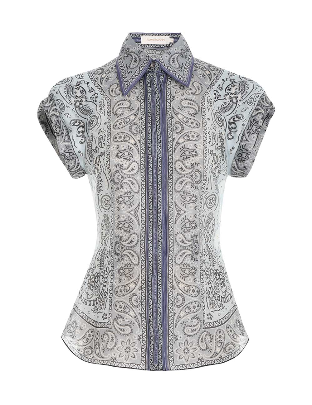 Zimmermann-Matchmaker-Fitted-Blouse-Blue-Bandana