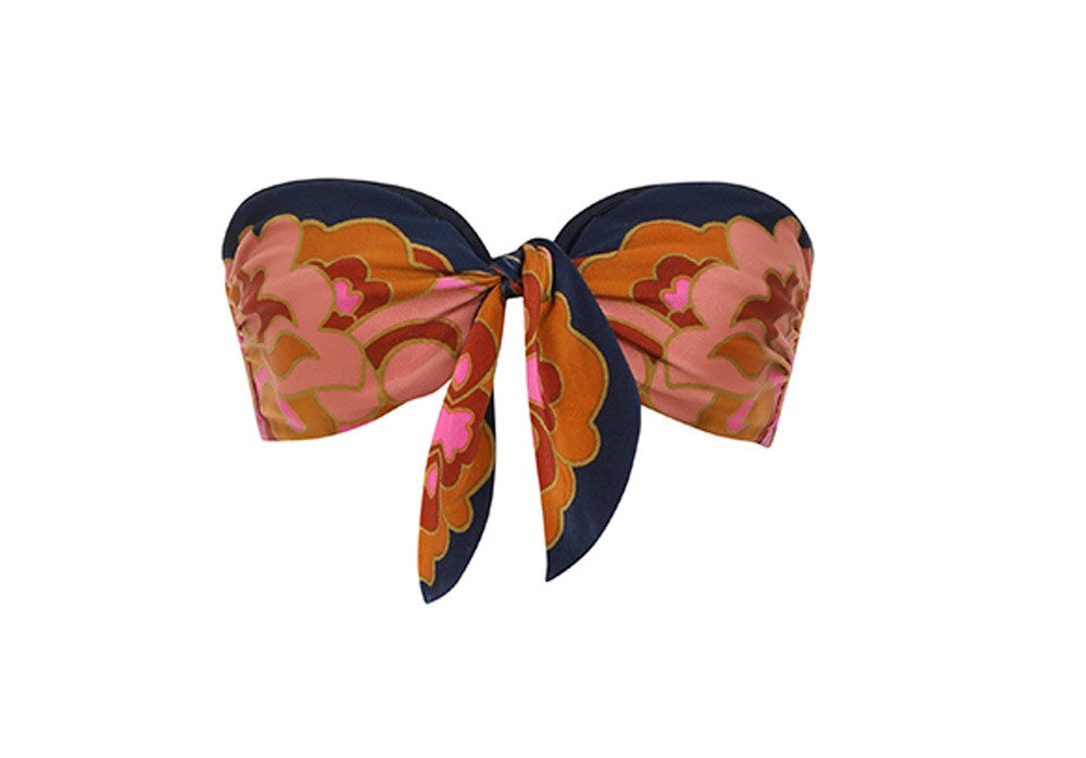 Acadian Scarf Tie Bra (Navy Paisley)