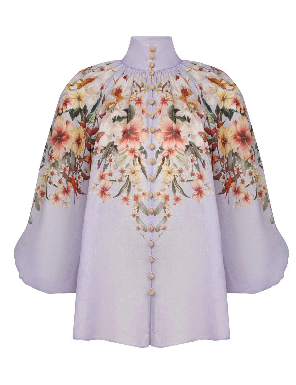 Lexi Billow Blouse (Blue Palm)