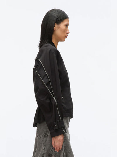 Zip Cocoon Back Bomber Jacket (Black)