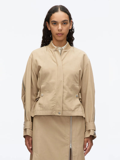 Zip Cocoon Back Bomber Jacket (Khaki)