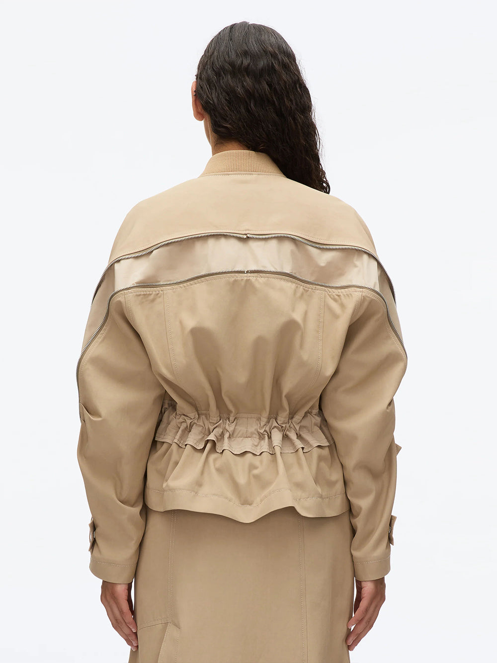 Zip Cocoon Back Bomber Jacket (Khaki)