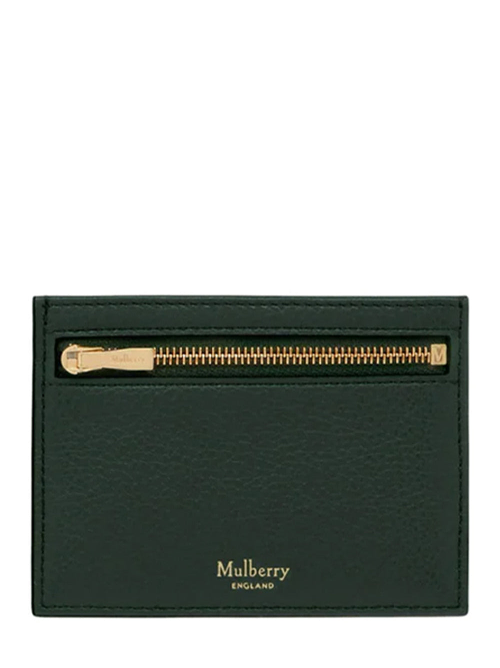 Zipped Credit Card Slip Small Classic Grain (Mulberry Green)