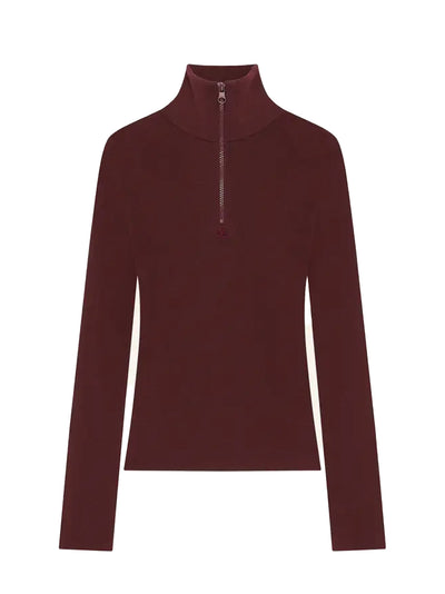 Zipped Mockneck Sweater (Burgundy)