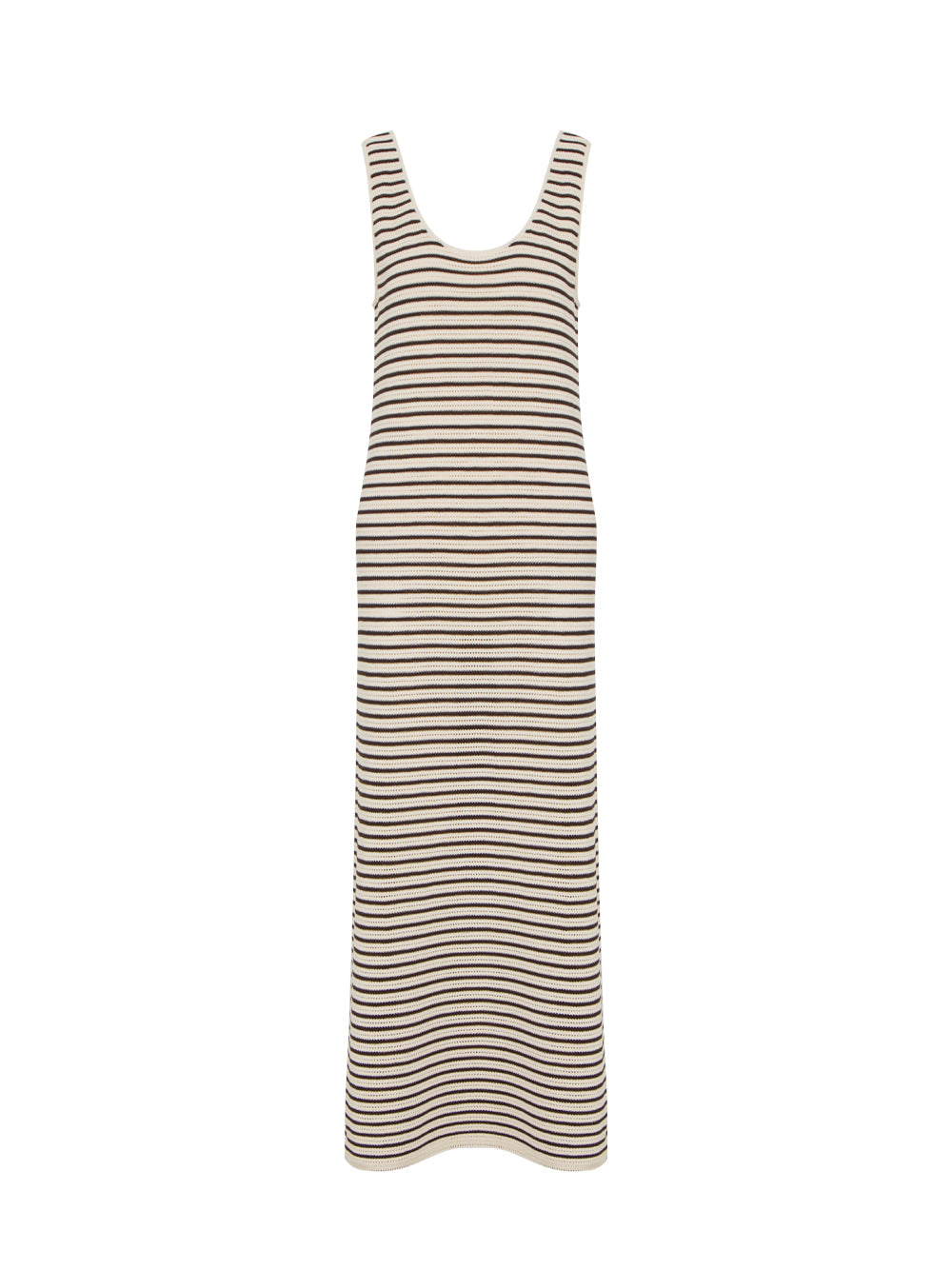Zoey Stripe Open Knit Maxi Tank Dress (Beige Multi)