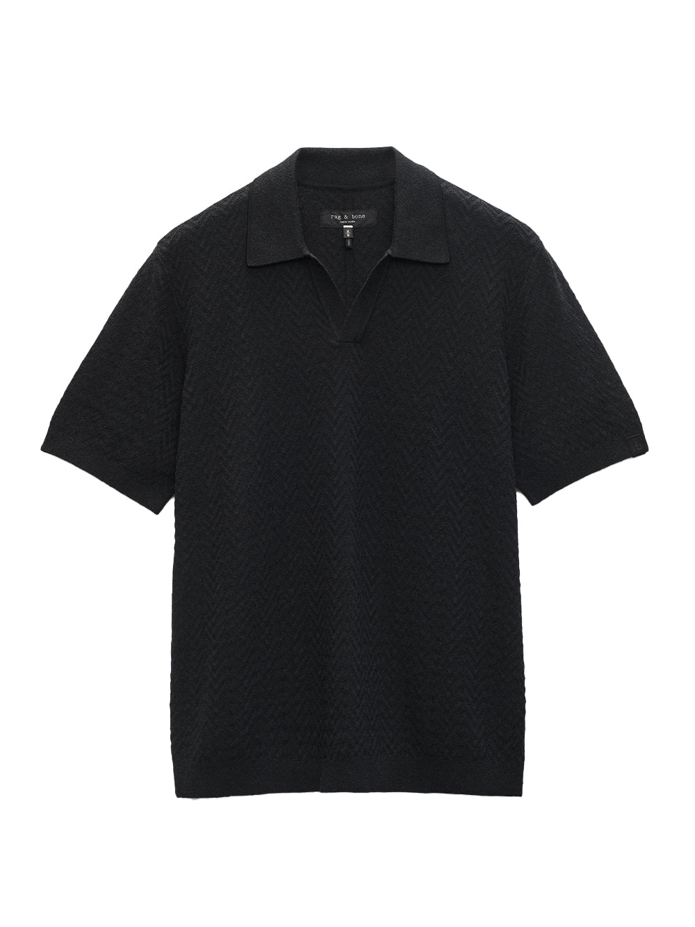 Zuma Herringbone Knit Polo Shirt (Black)