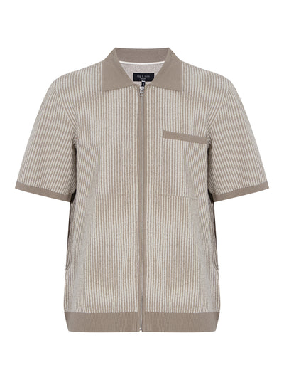 Zuma Zip Knit Polo Shirt (Cashmere Brown)