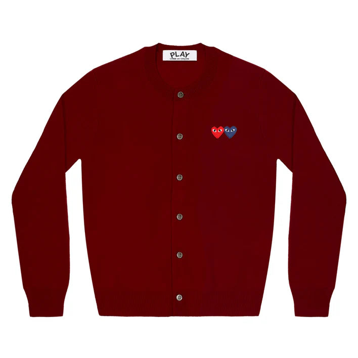 Cardigan With Double Heart Women (Burgundy)