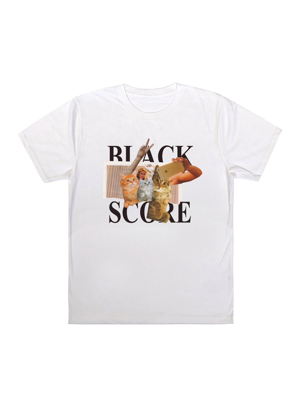 black-score-Cat-Collage-T-shirt-White-1