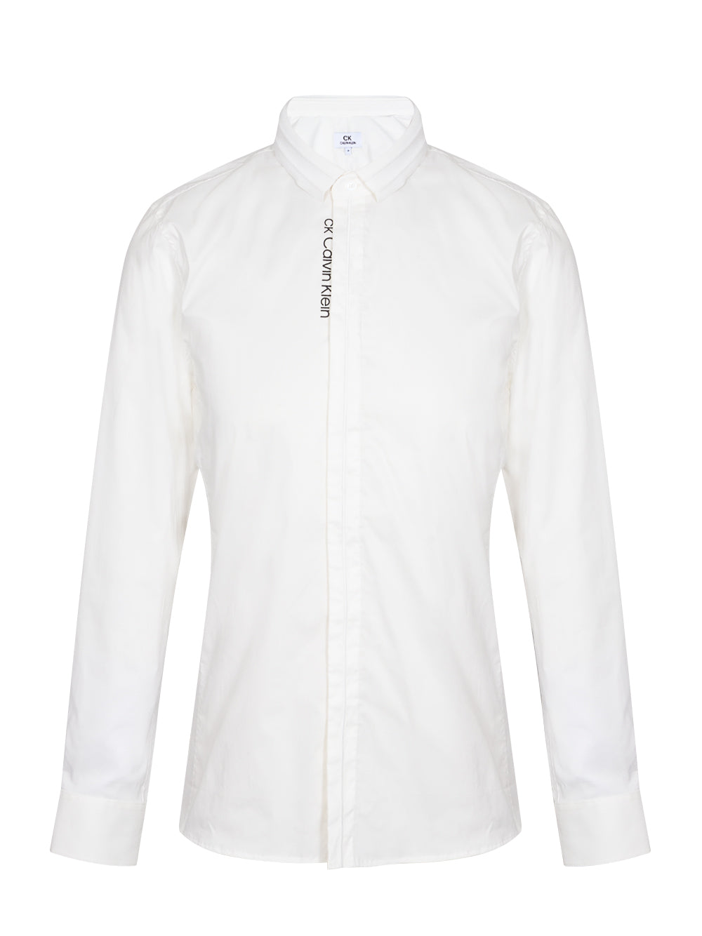 ck Calvin Klein-Eco Cotton Poly Long Sleeve Shirt-d-White-Black-1