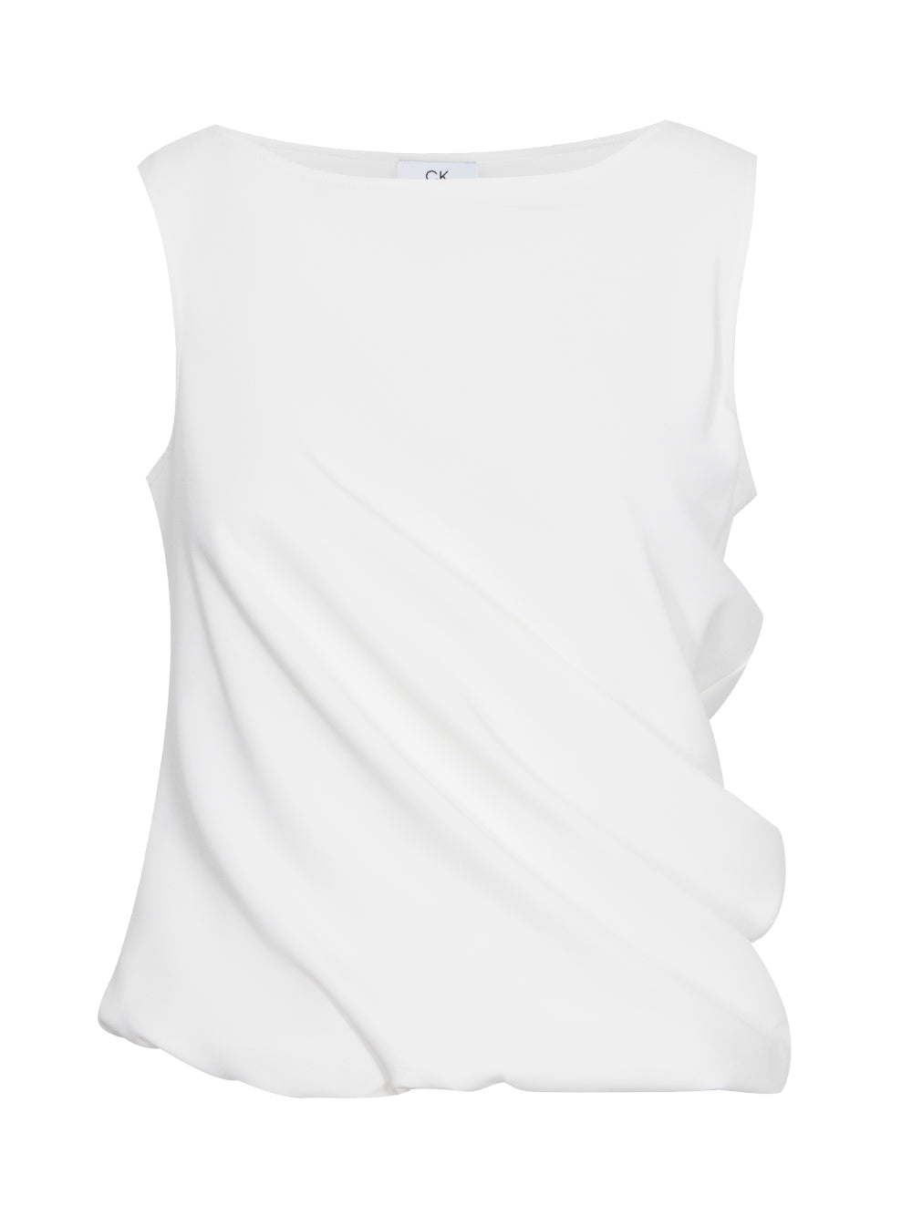 Crepe Jersey Bag-Out Twisted Top (Polished White)