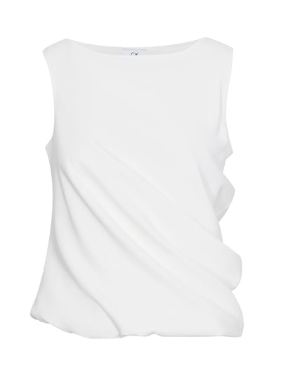 Crepe Jersey Bag-Out Twisted Top (Polished White)