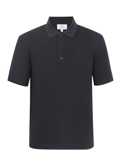 Pima Pique Short Sleeves Polo Tee Matte & Shiny (Black)