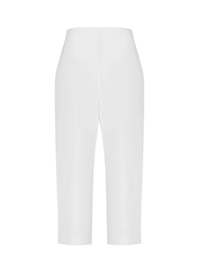 Sheen Cotton Carrot Pants (Polished White)