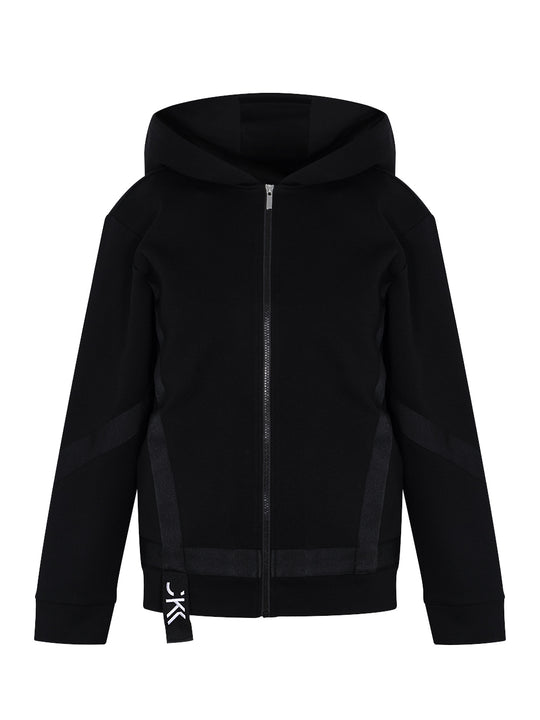 Cotton Poly Hooded Zip-up-t (Black)