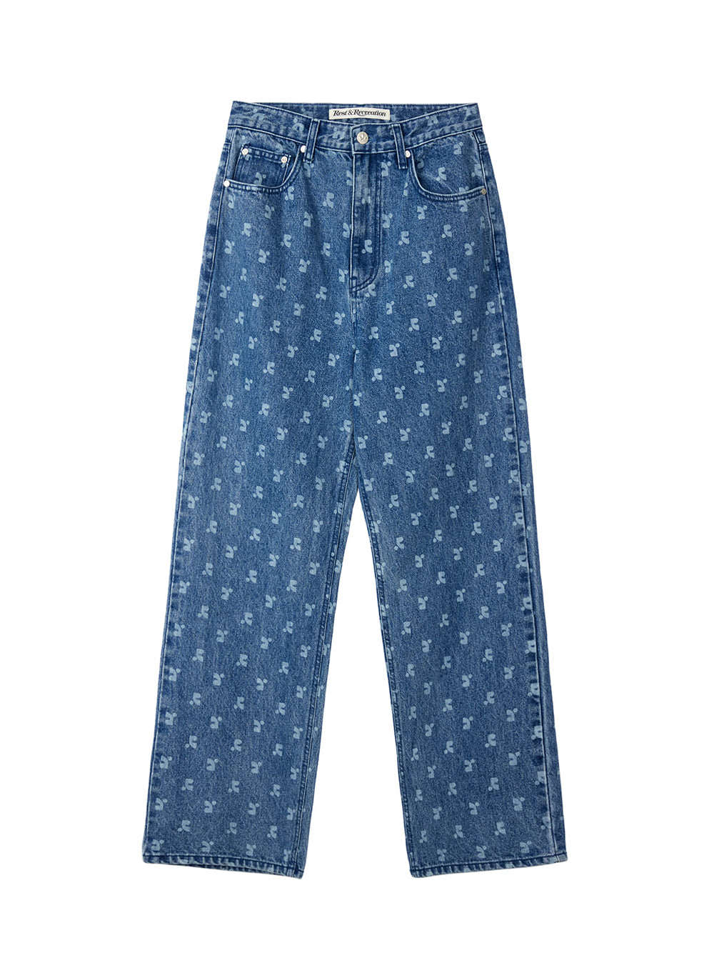 RR Printed Denim Pants Blue