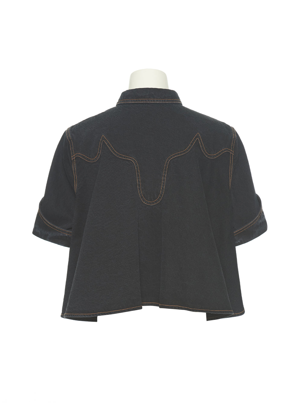 Western Pocket Crop Denim Shirt (Black)