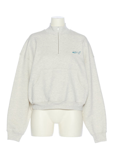Logo Print Half Zip Sweatshirt (Ivory)