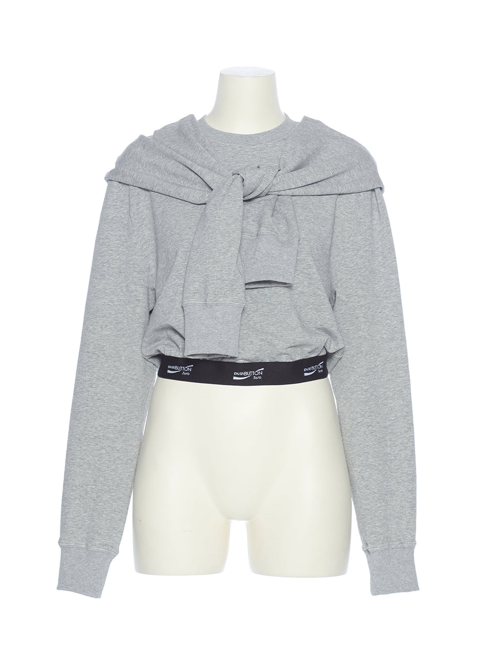 Sleeve Detail Cropped Jersey Top (Grey)