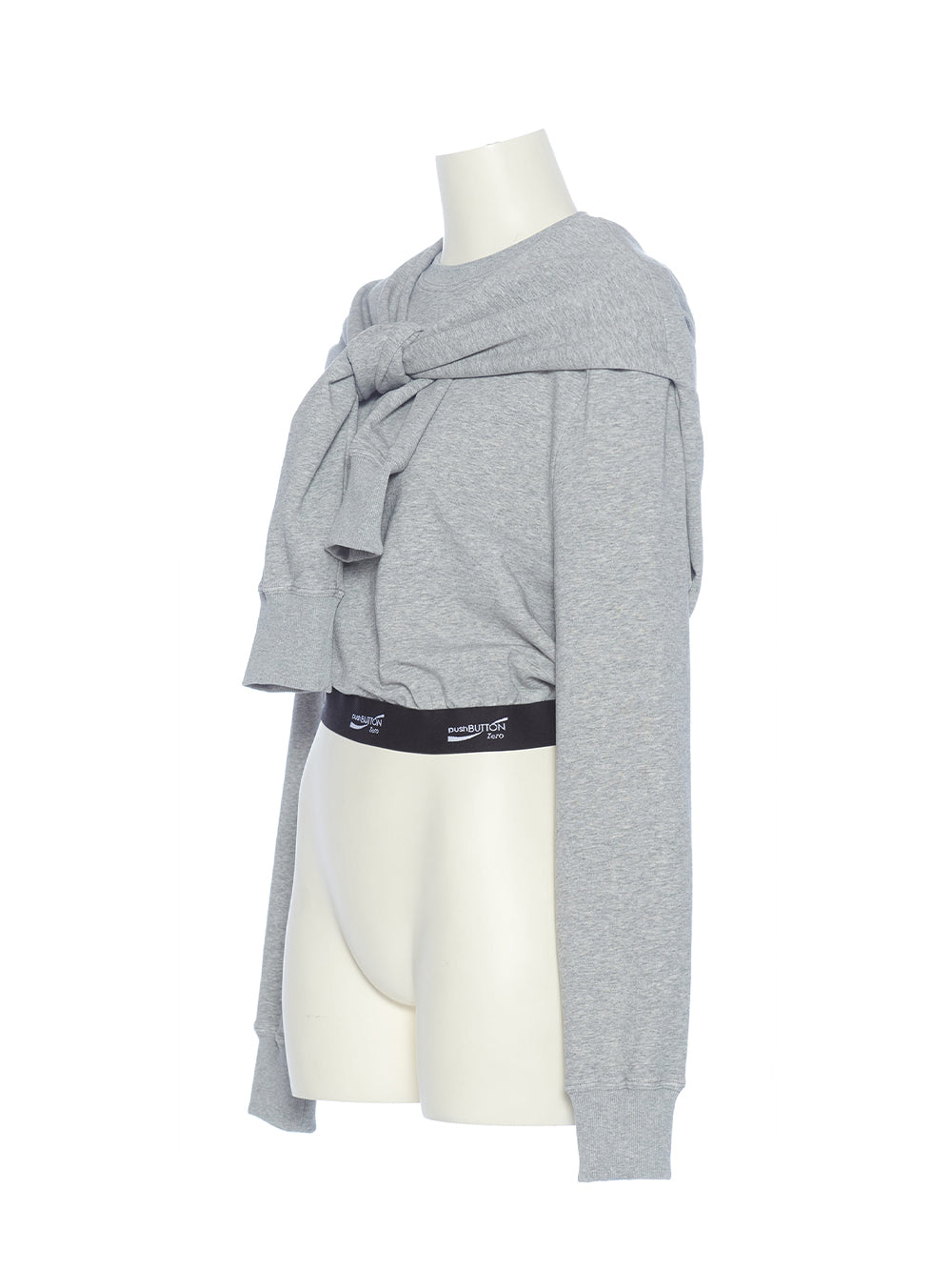 Sleeve Detail Cropped Jersey Top (Grey)