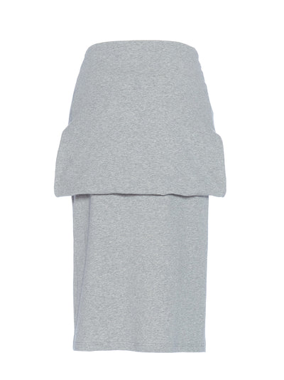 Sleeve Detail H-Line Jersey Skirt (Grey)