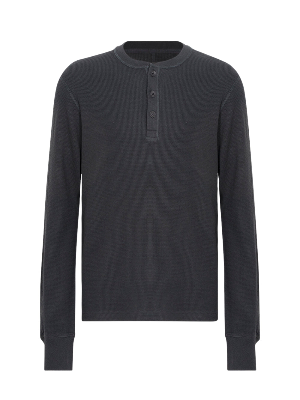 Lightweight Waffle Henley (Black)