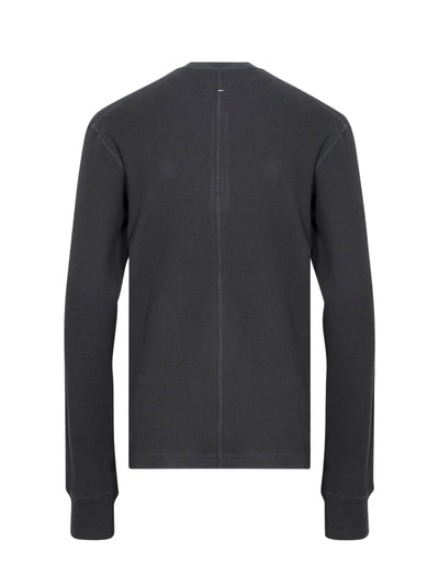 Lightweight Waffle Henley (Black)