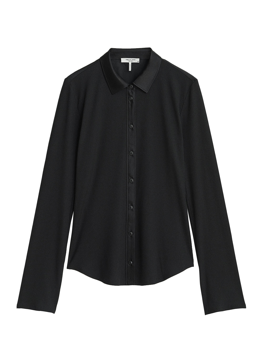 The Ribbed Mix Media Button Down (Black)