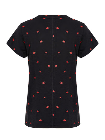 All Over Ladybug Tee (Black Multi)