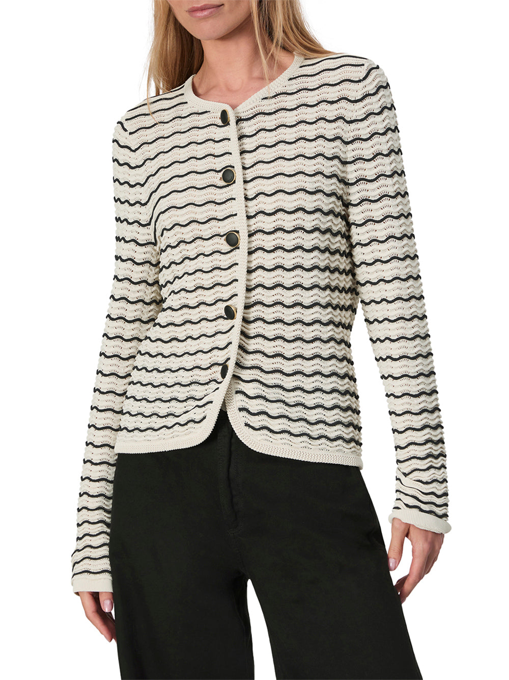 Elisa Stripe Cardigan (Turtledove)