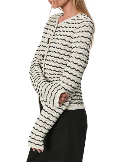 Elisa Stripe Cardigan (Turtledove)