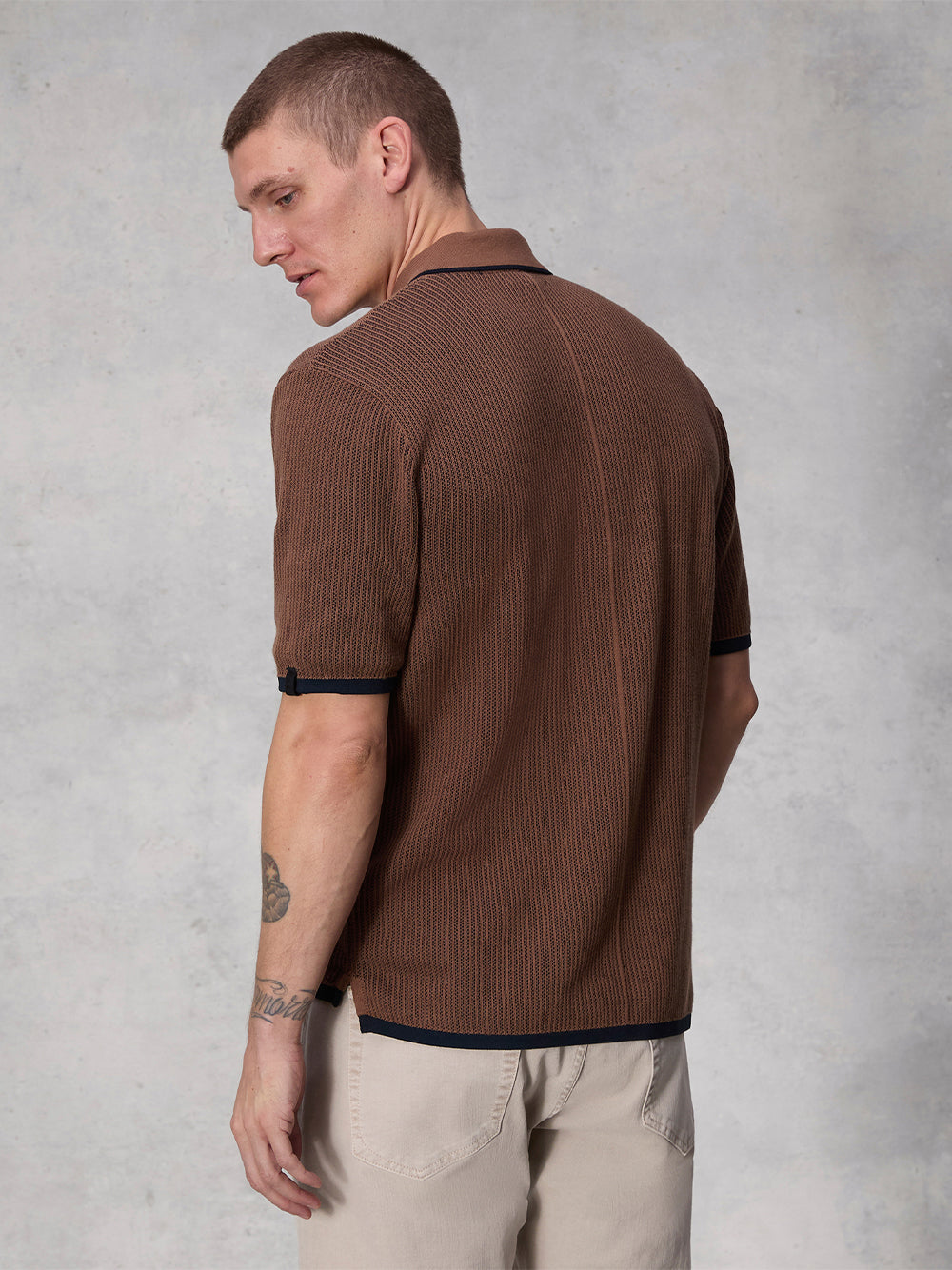 Harvey Knit Polo (Slate Brown)