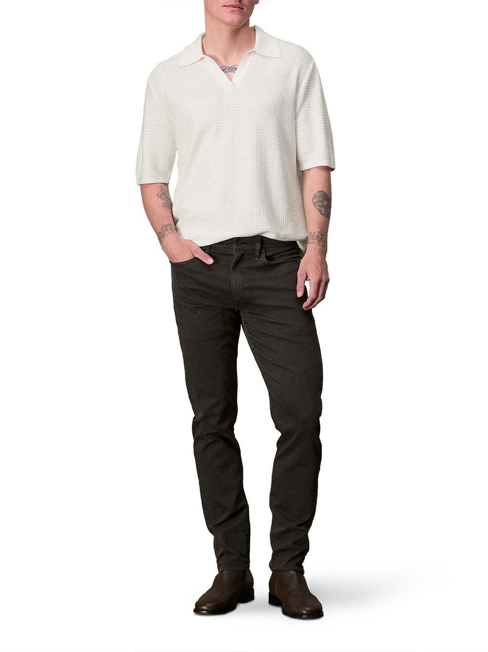 Hayes Short Sleeve Johnny Collar Polo (Ivory)