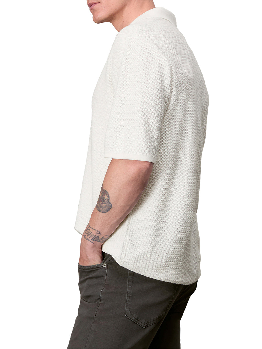 Hayes Short Sleeve Johnny Collar Polo (Ivory)