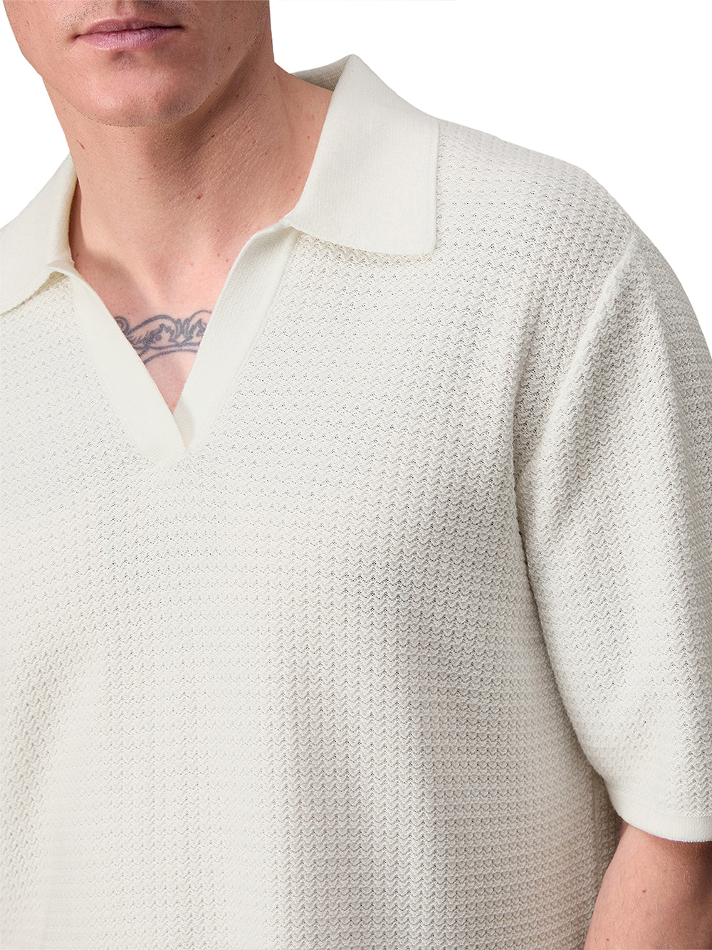 Hayes Short Sleeve Johnny Collar Polo (Ivory)