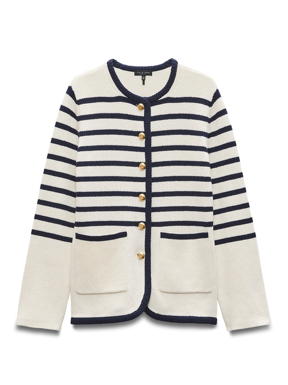 Nancy Long Stripe Cardigan (Ivory)