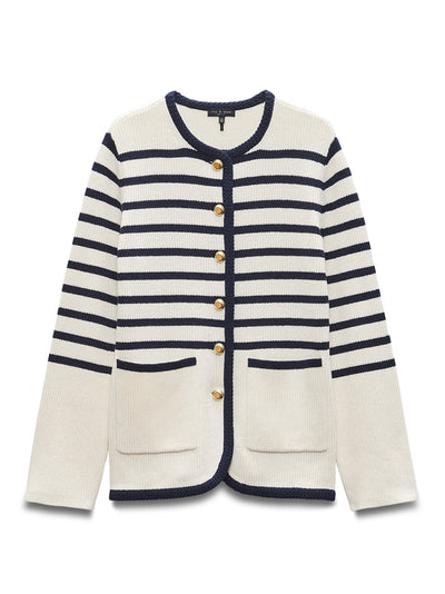 Nancy Long Stripe Cardigan (Ivory)