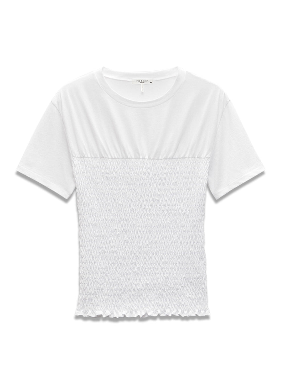 Smocked Cotton Tee (White)