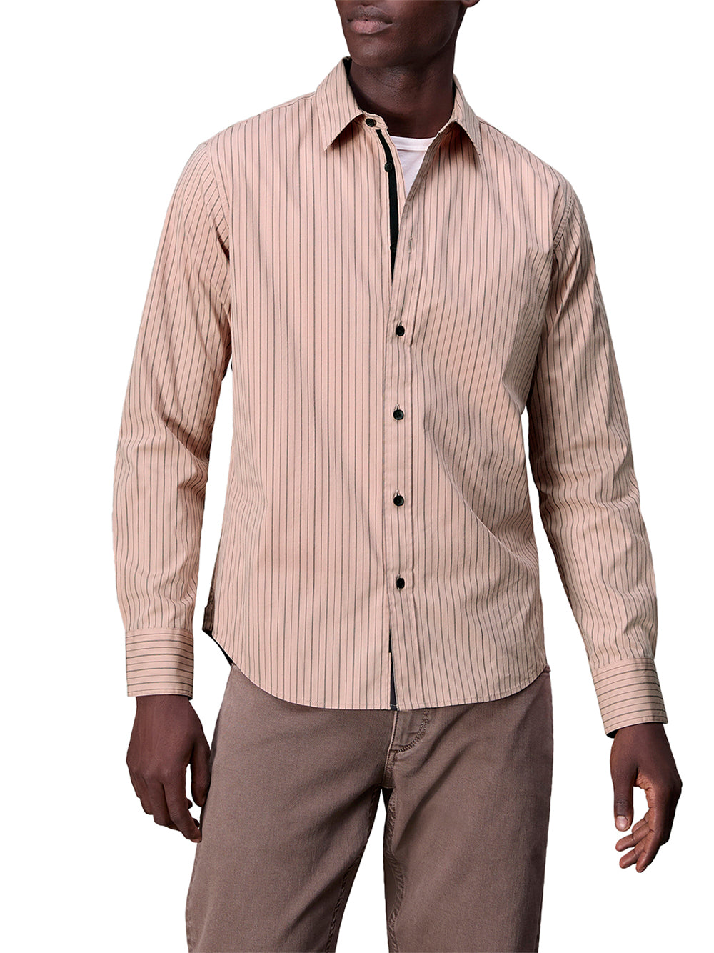 Tomlin Poplin Shirt (Mohagany Stripe)