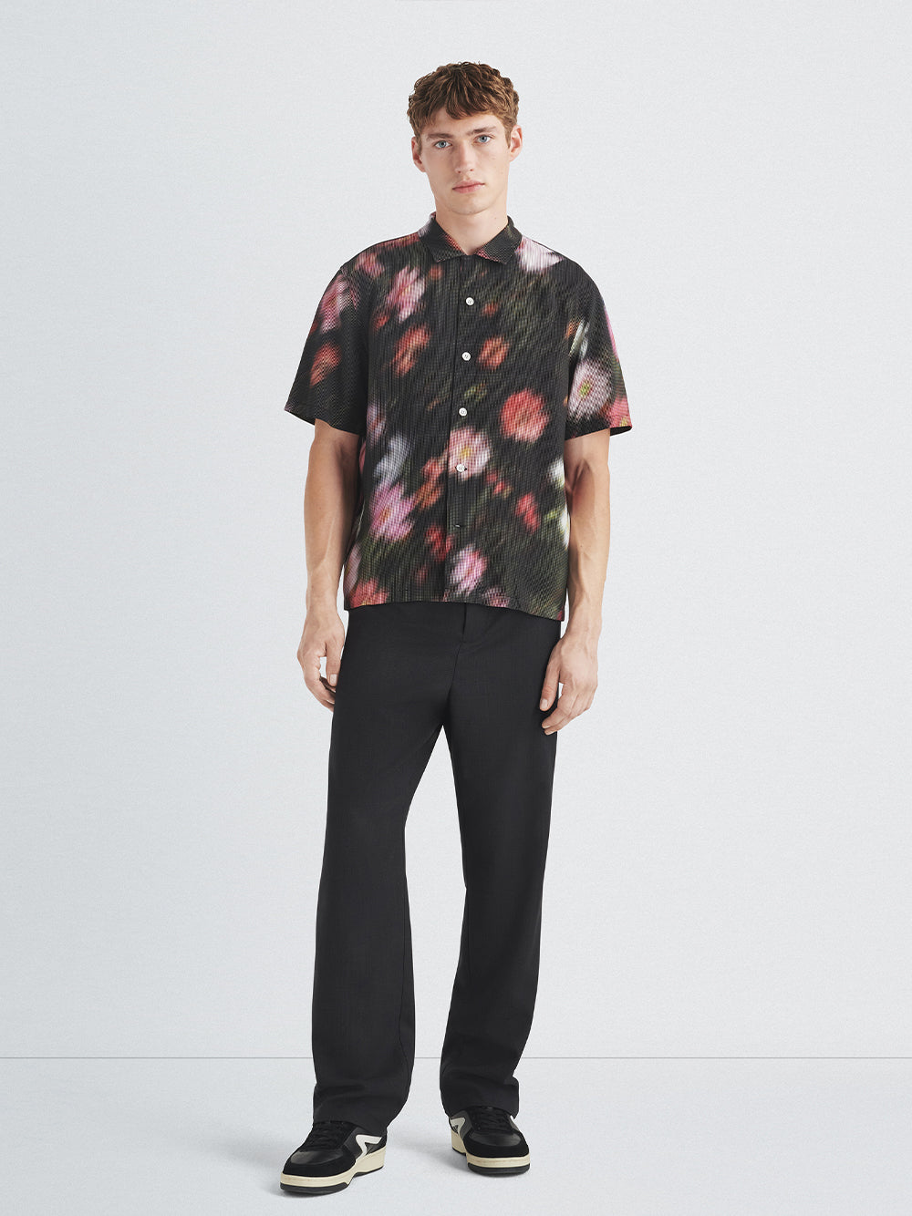 Avery Printed Viscose Shirt (Black Floral)