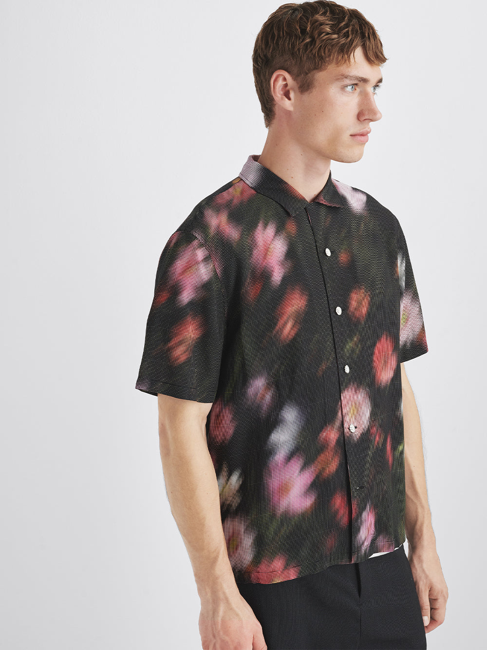 Avery Printed Viscose Shirt (Black Floral)