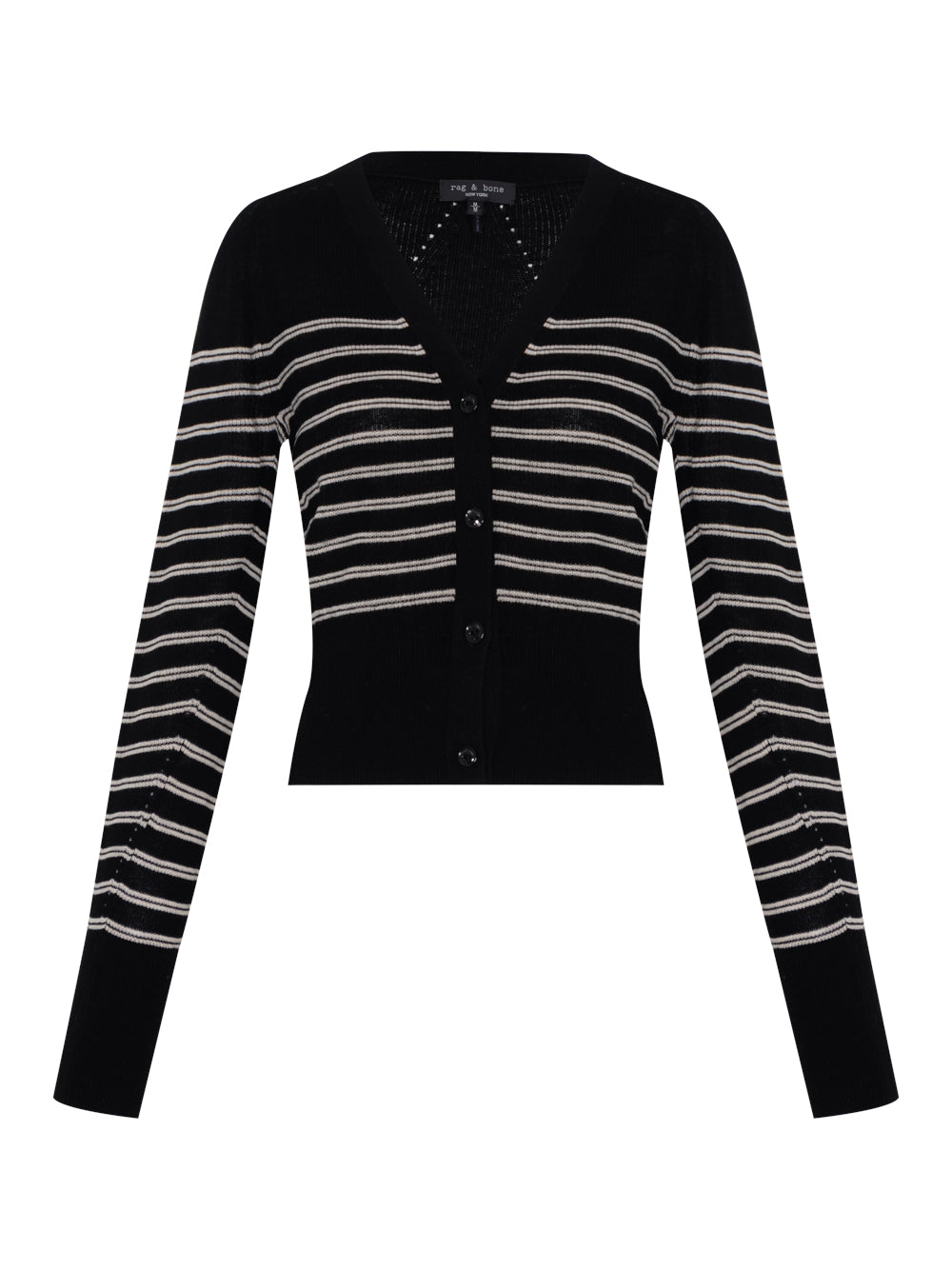 Bree Striped Vee Cardigan (Black Multi)