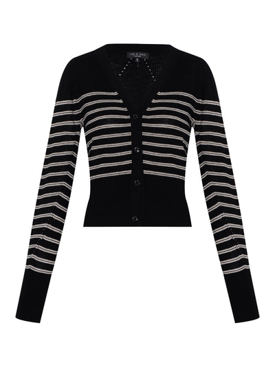 Bree Striped Vee Cardigan (Black Multi)