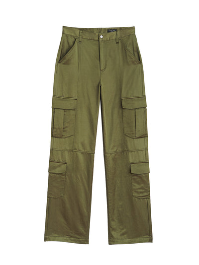 Cailyn Japanese Satin Cargo Pant (Army Green)