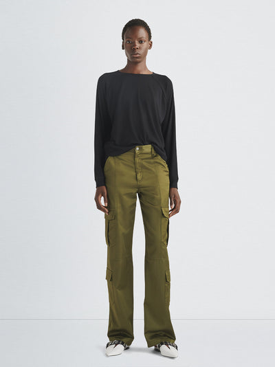 Cailyn Japanese Satin Cargo Pant (Army Green)