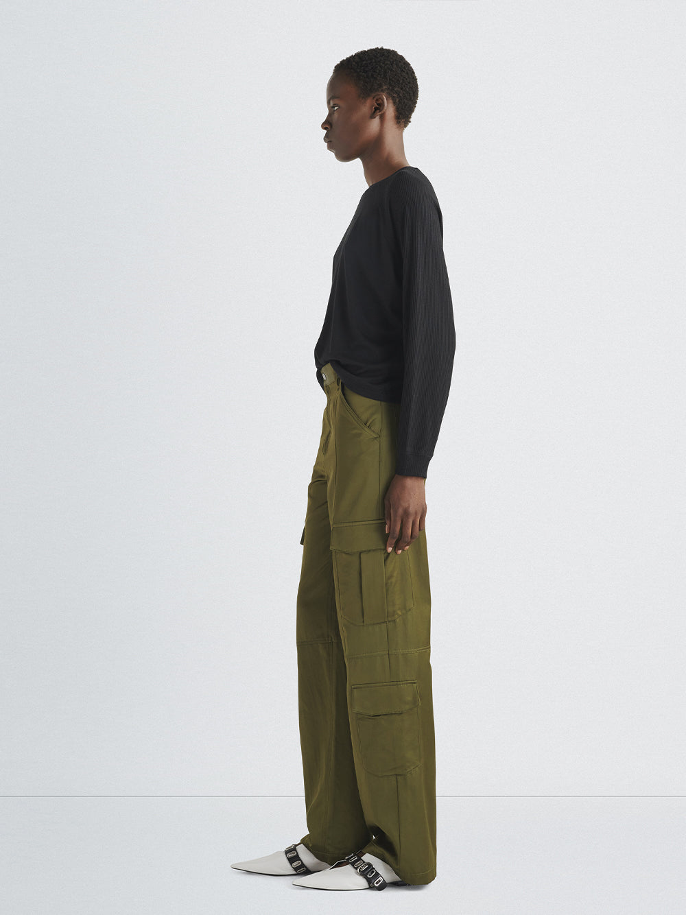 Cailyn Japanese Satin Cargo Pant (Army Green)