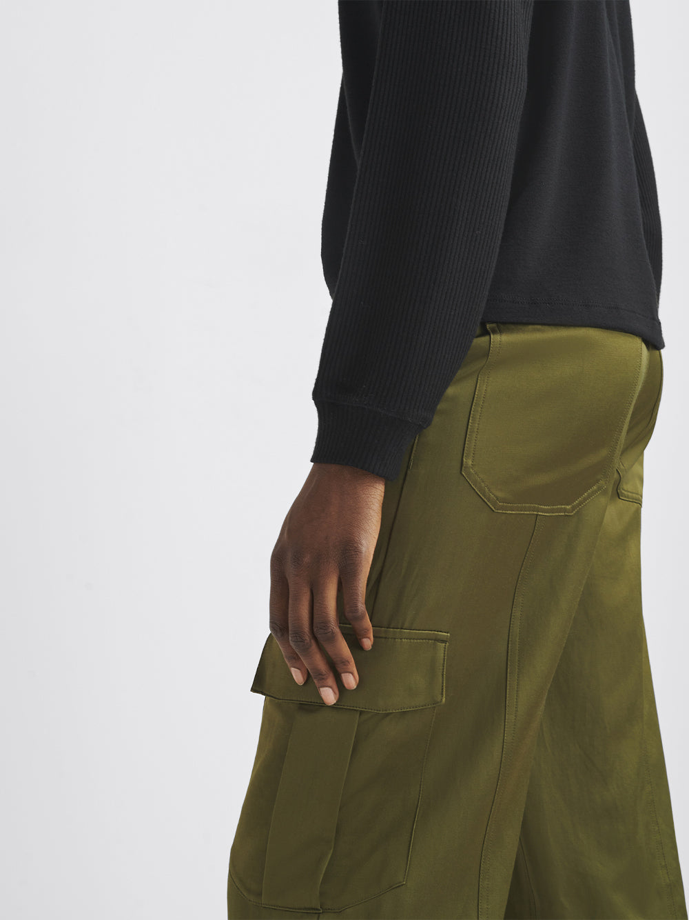 Cailyn Japanese Satin Cargo Pant (Army Green)