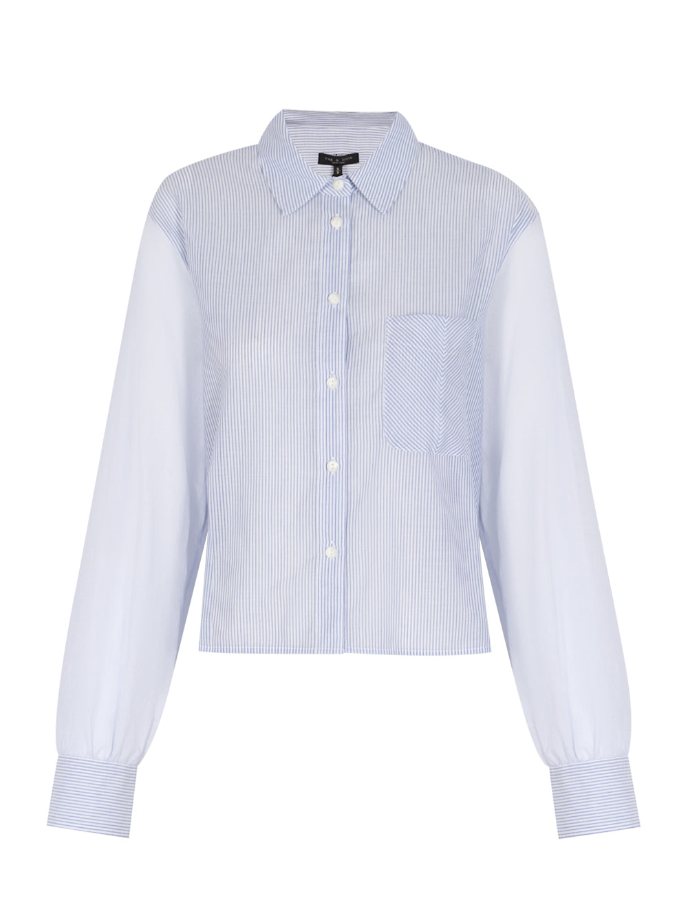 Maxine Lightweight Cropped Shirt (Blue Multi Stripe)