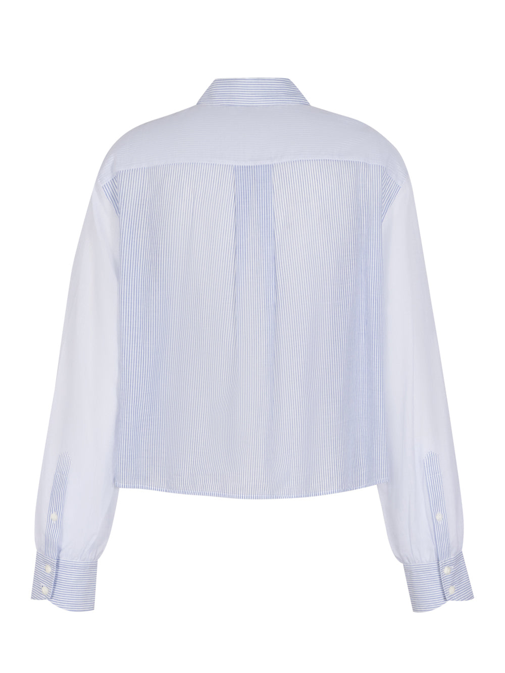 Maxine Lightweight Cropped Shirt (Blue Multi Stripe)